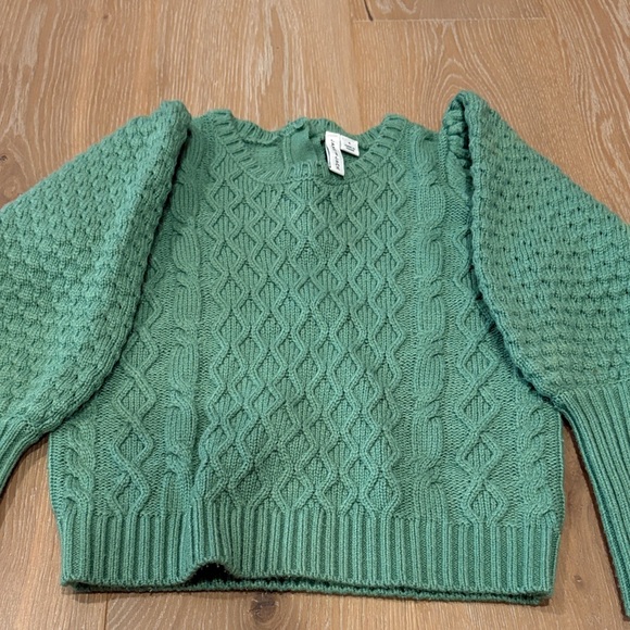 Janie and Jack Girls Size 6 Green Cable Knit Sweater - Picture 2 of 3